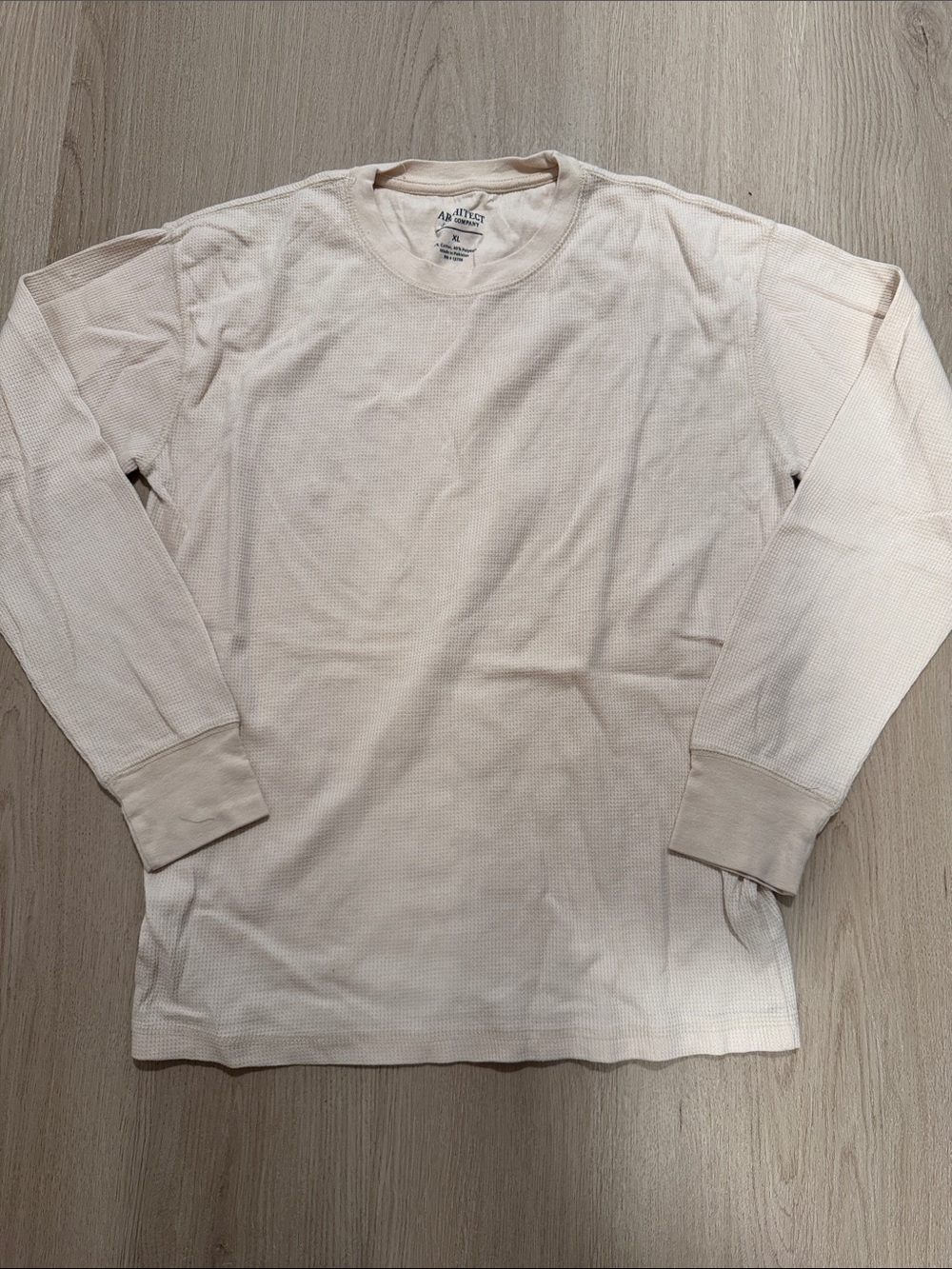 Architect Men’s Long Sleeve Waffle Crew Thermal in Cream Ivory